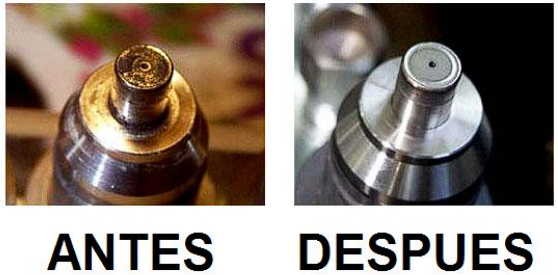 Comparación de inyectores antes y después de la limpieza